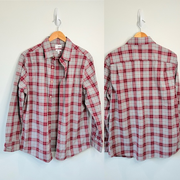 Sonoma Modern Fit Red Gray Men’s Flannel Button Up (M) - Picture 1 of 6